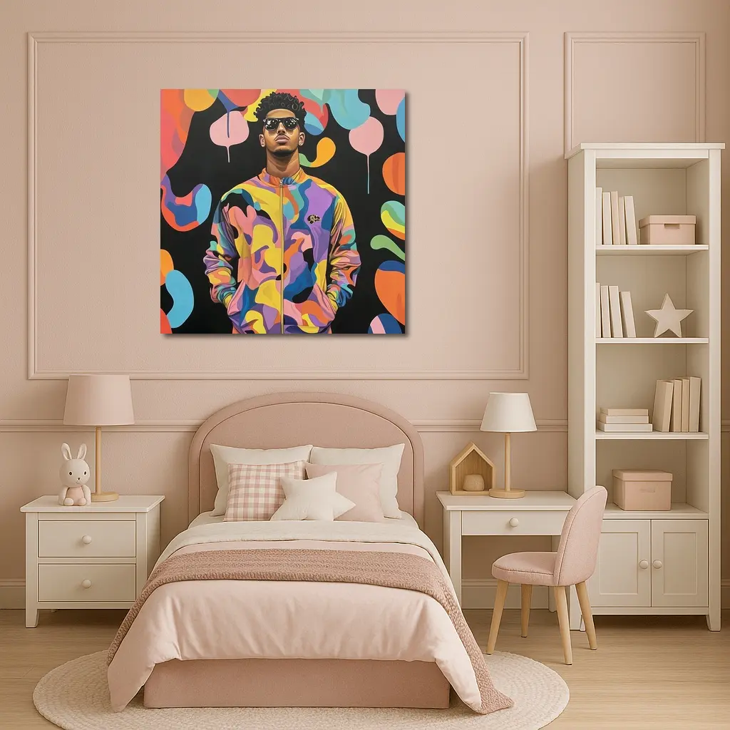 Young Man Pop Art Colorful Abstract Background – Wall Art