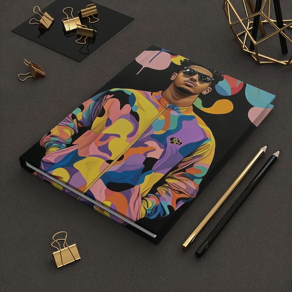 Young Man Pop Art Colorful Abstract Background – Notebooks