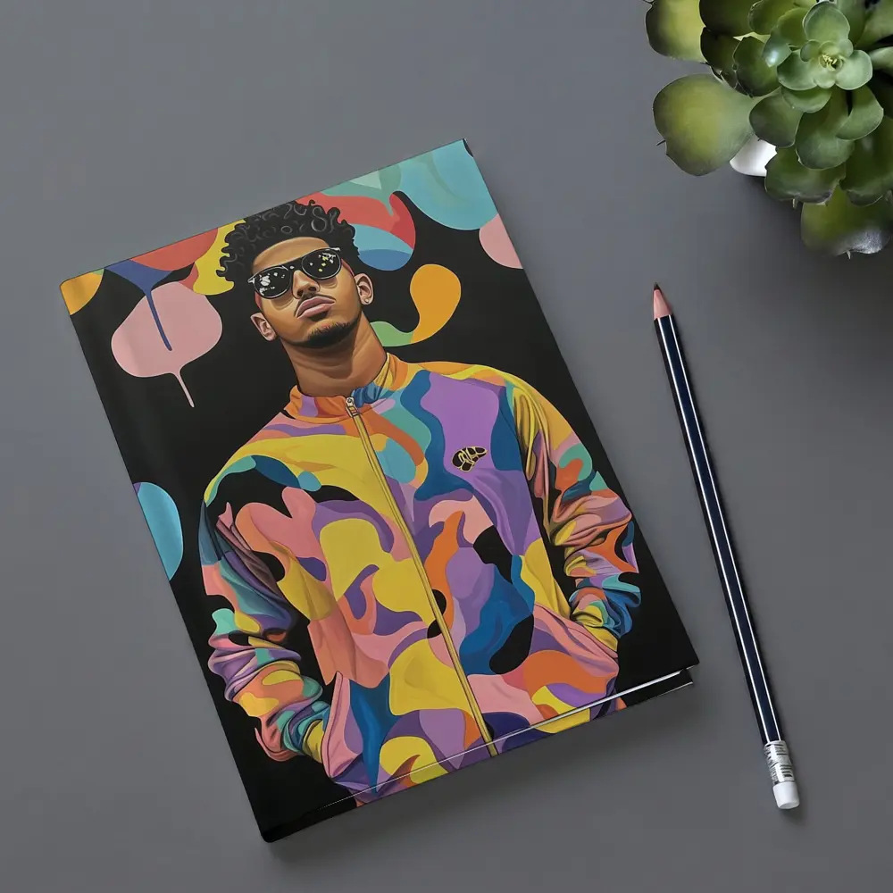 Young Man Pop Art Colorful Abstract Background – Notebooks