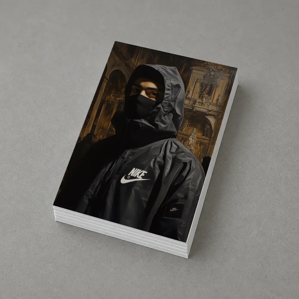 Nike Hooded Figure Baroque Church Painting – Postcards