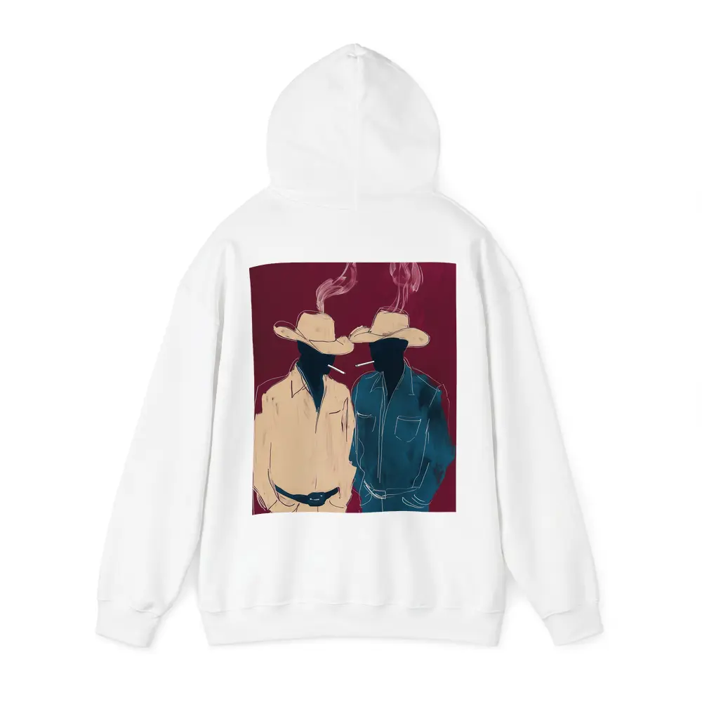 Two Cowboys Smoking Dark Red Background – Hoodies