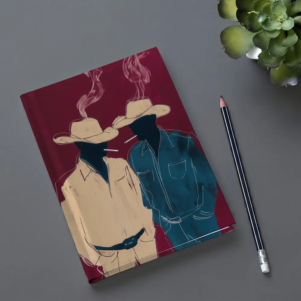 Two Cowboys Smoking Dark Red Background – Notebooks