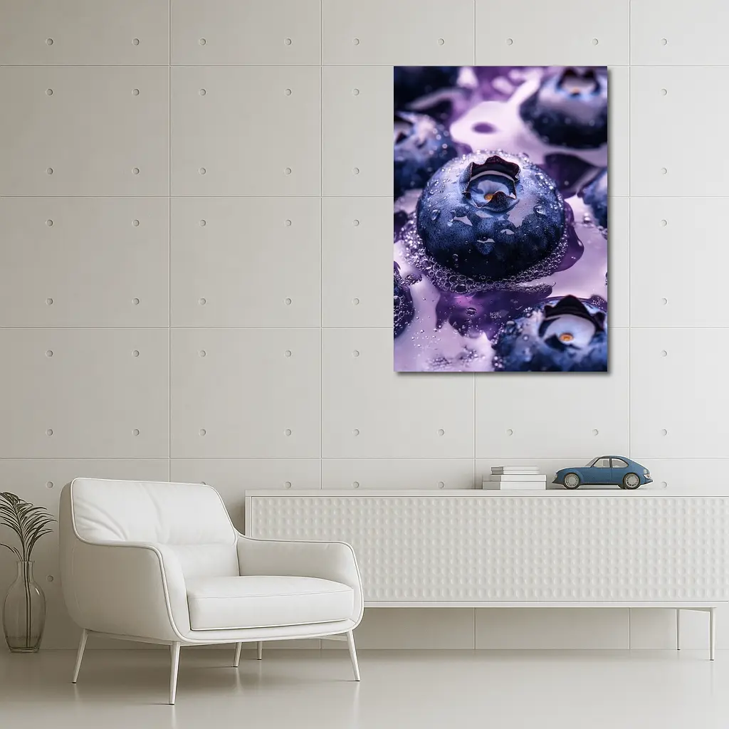 Fresh Blueberries With Purple Juice Splash – Wall Art