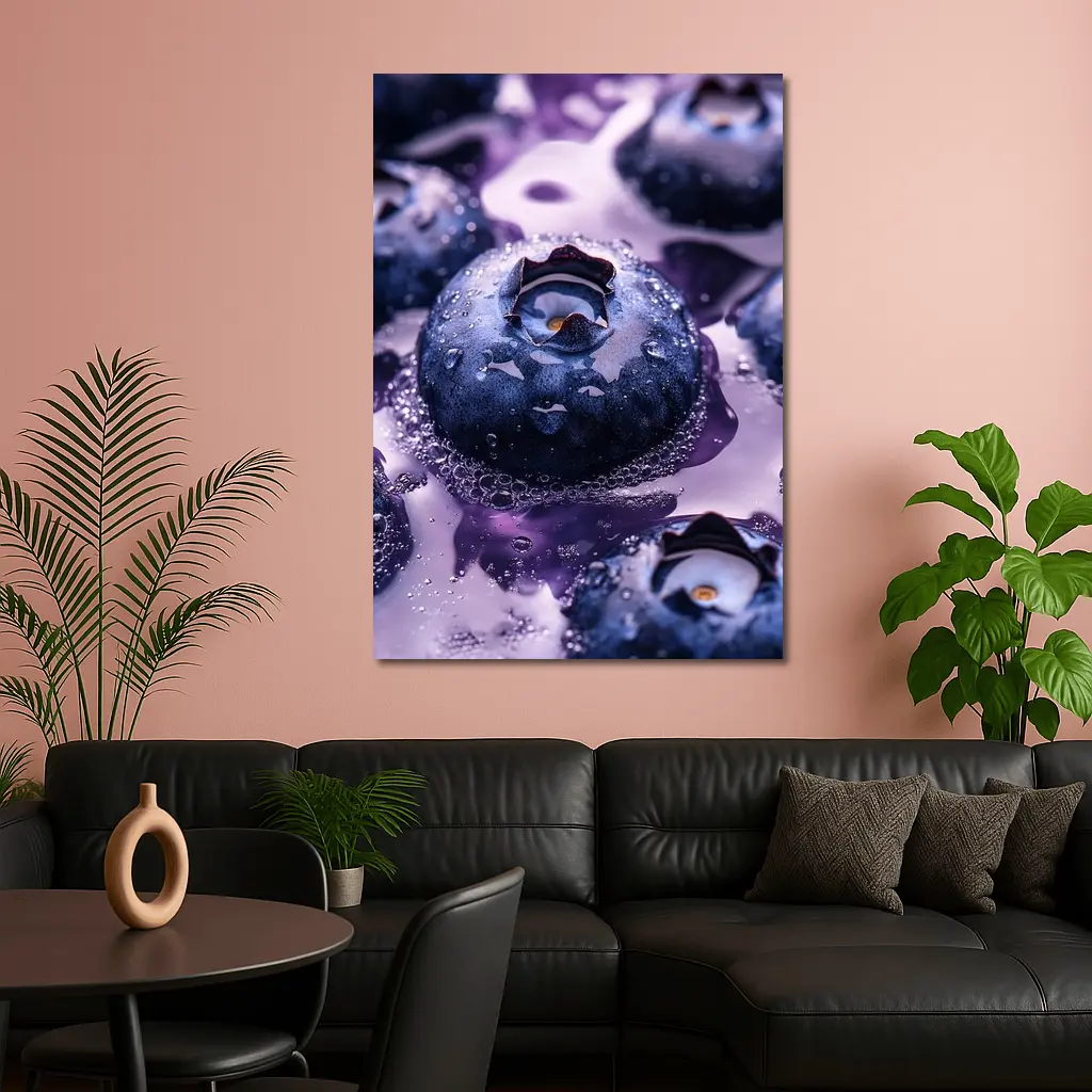 Fresh Blueberries With Purple Juice Splash – Wall Art