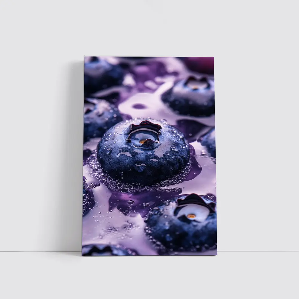 Fresh Blueberries With Purple Juice Splash – Wall Art