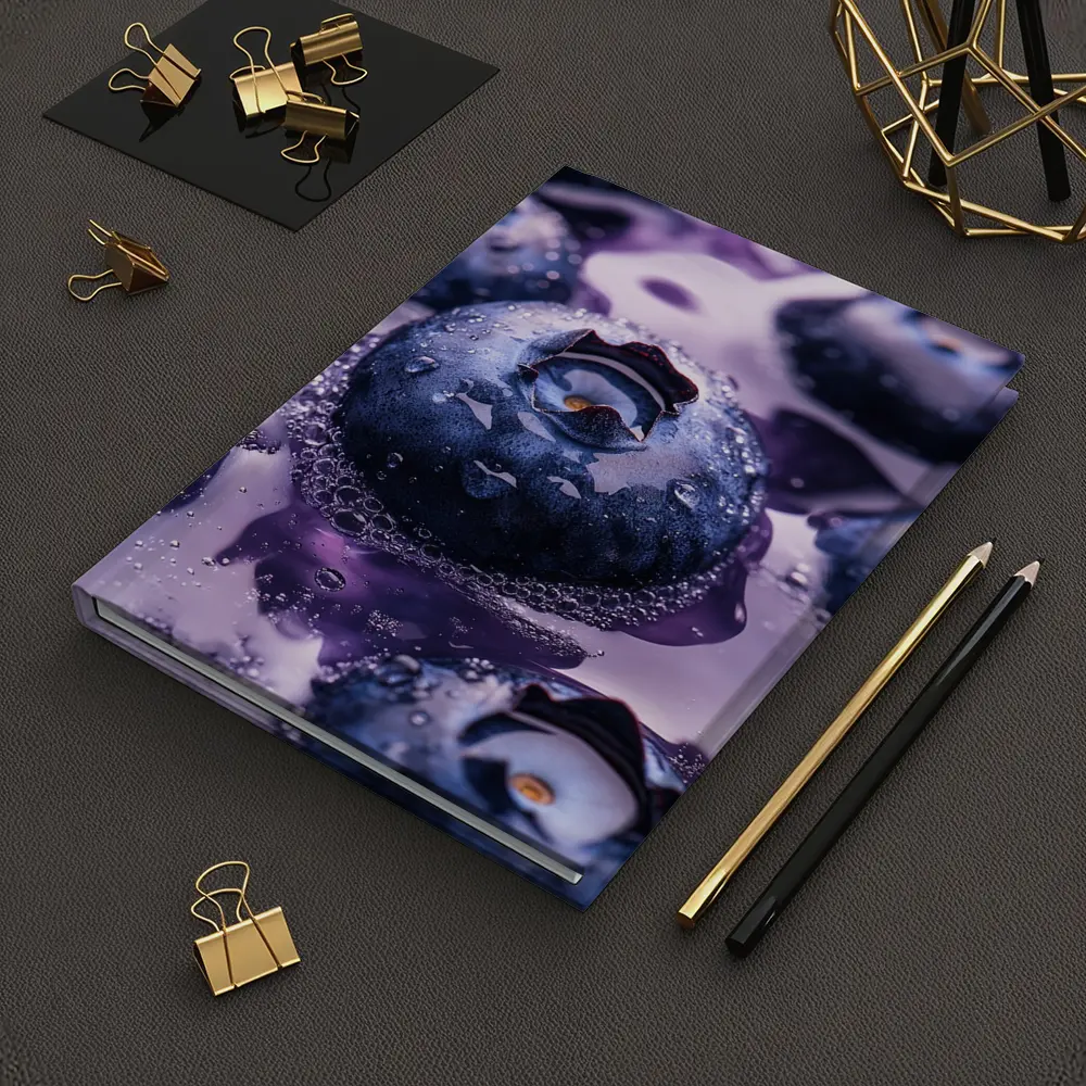 Fresh Blueberries With Purple Juice Splash – Notebooks