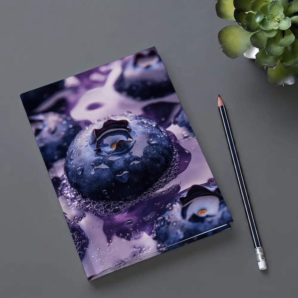 Fresh Blueberries With Purple Juice Splash – Notebooks