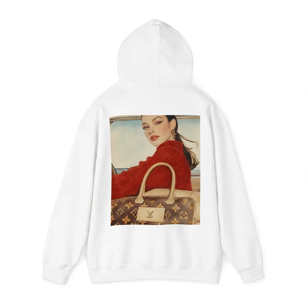 Elegant Woman Red Sweater Luxury Bag Car – Hoodies