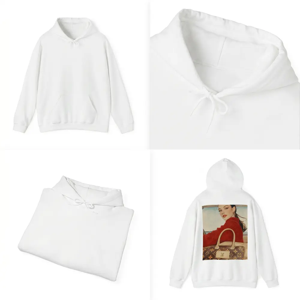 Elegant Woman Red Sweater Luxury Bag Car – Hoodies
