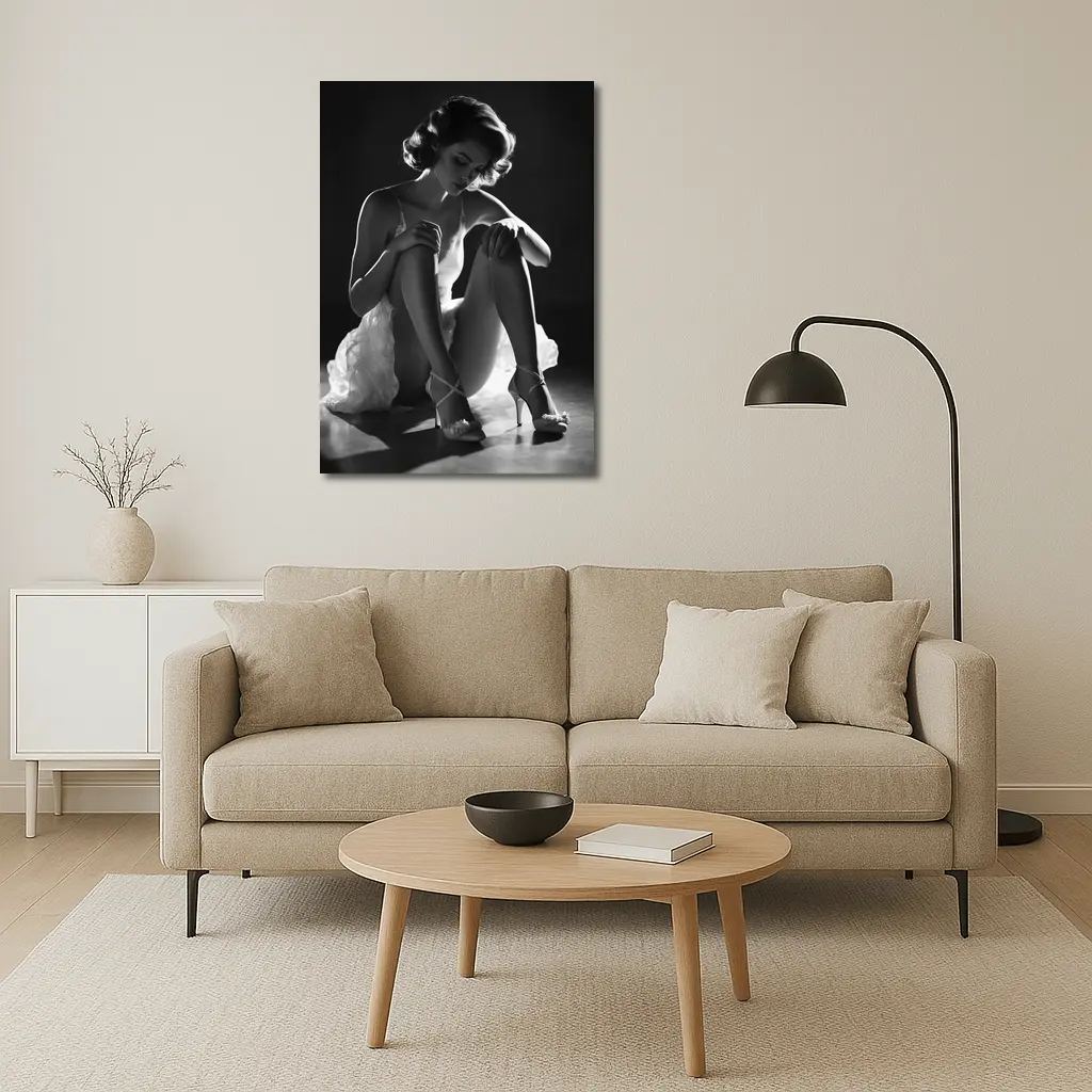 Black And White Woman Elegant Studio Portrait – Wall Art