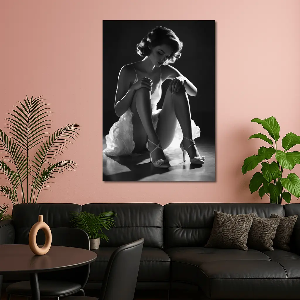 Black And White Woman Elegant Studio Portrait – Wall Art