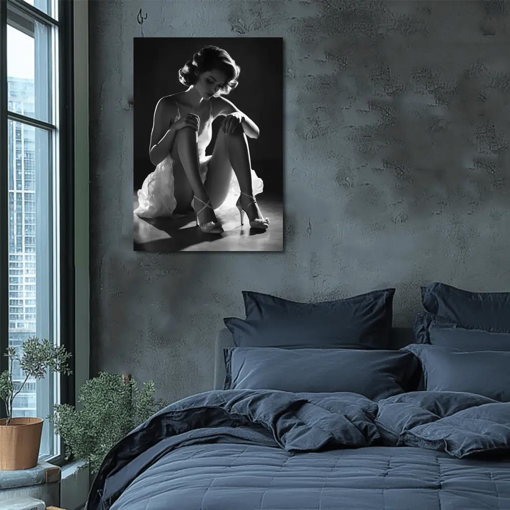 Black And White Woman Elegant Studio Portrait – Wall Art