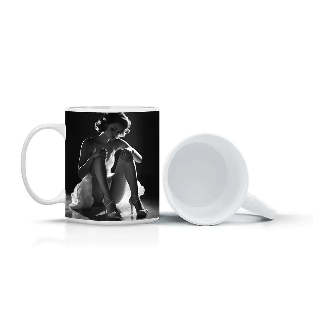 Black And White Woman Elegant Studio Portrait – Mugs