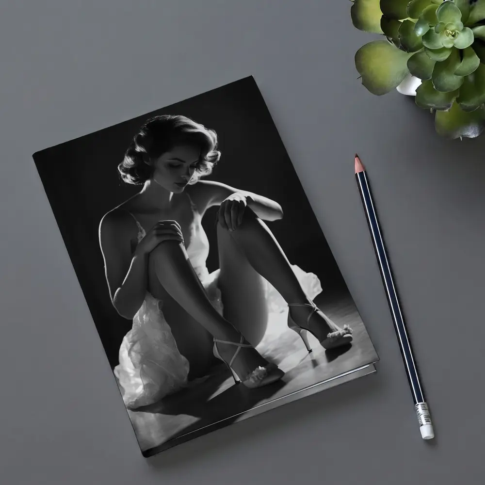 Black And White Woman Elegant Studio Portrait – Notebooks