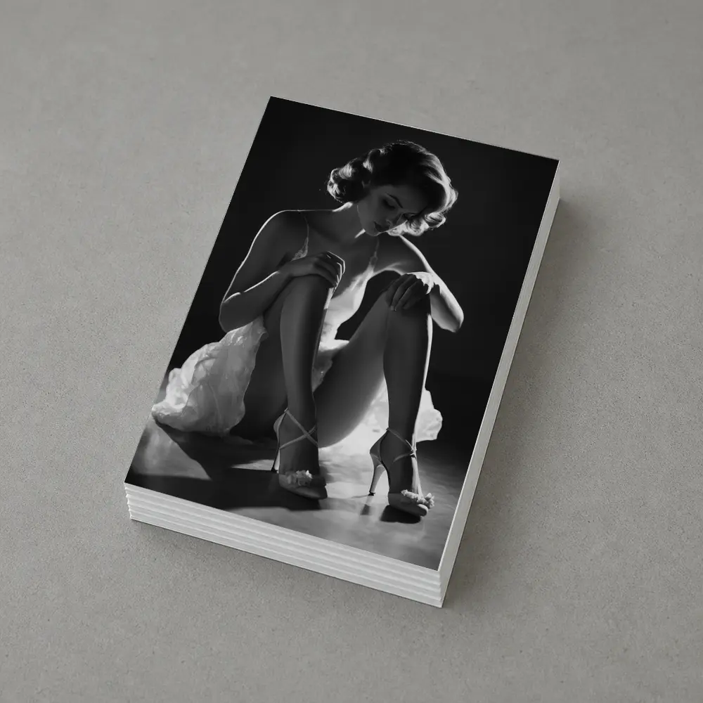 Black And White Woman Elegant Studio Portrait – Postcards
