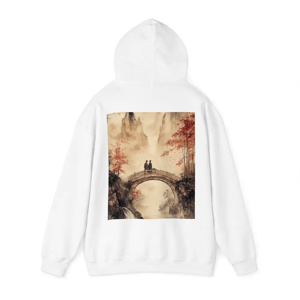 Chinese Ink Painting Two Figures Stone Bridge – Hoodies
