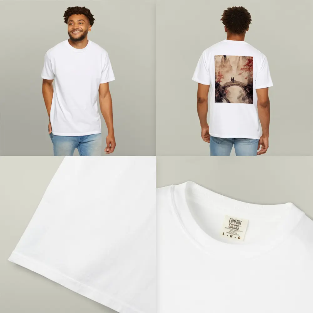 Chinese Ink Painting Two Figures Stone Bridge – T-Shirts