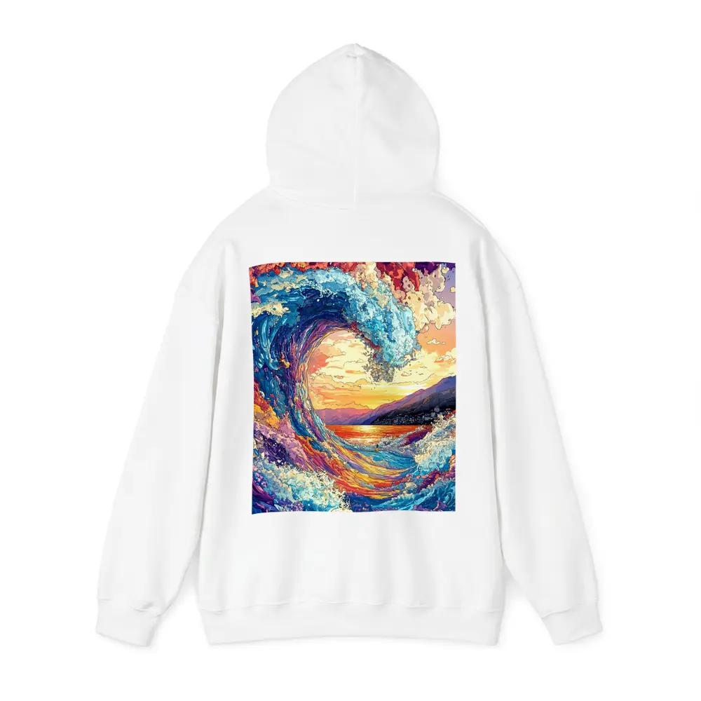 Colorful Ocean Wave Sunset Mountains Art – Hoodies
