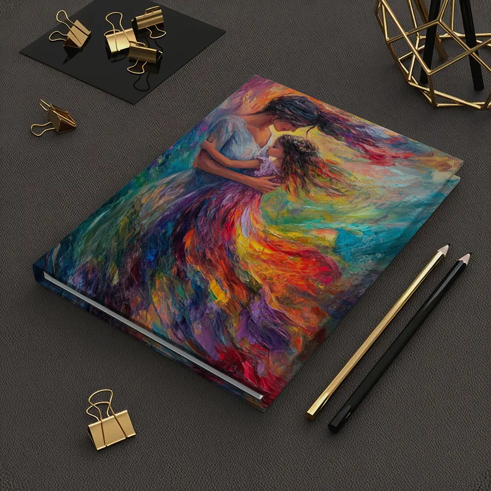 Mother and Daughter Embrace Colorful Oil Painting – Notebooks