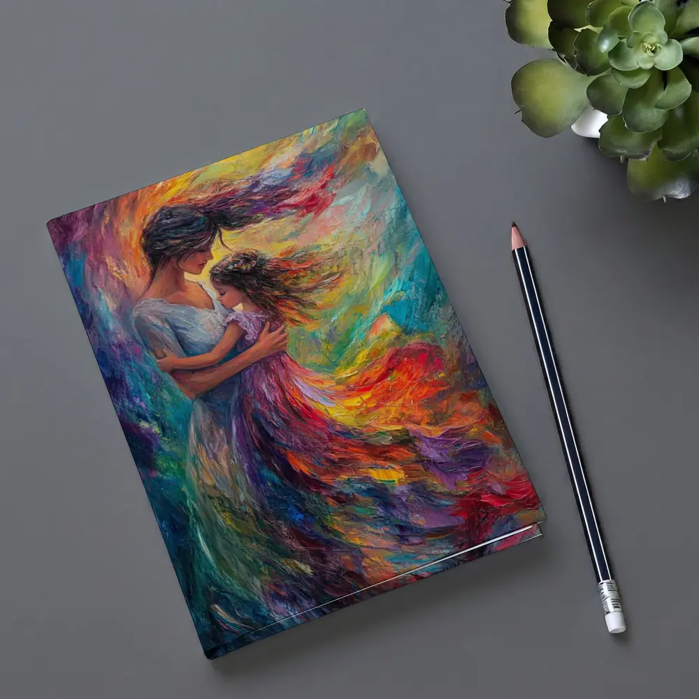 Mother and Daughter Embrace Colorful Oil Painting – Notebooks
