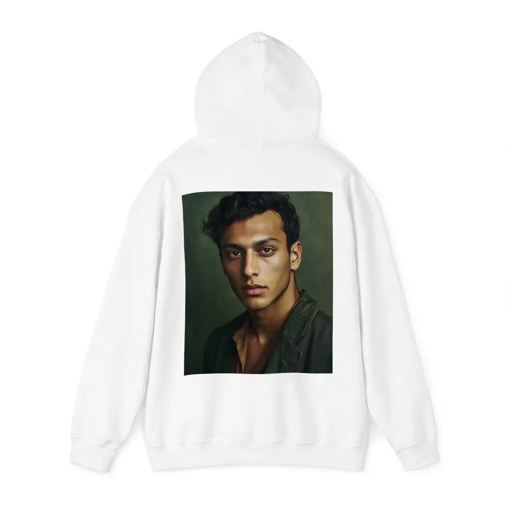 Young Man Portrait Dark Green Background – Hoodies