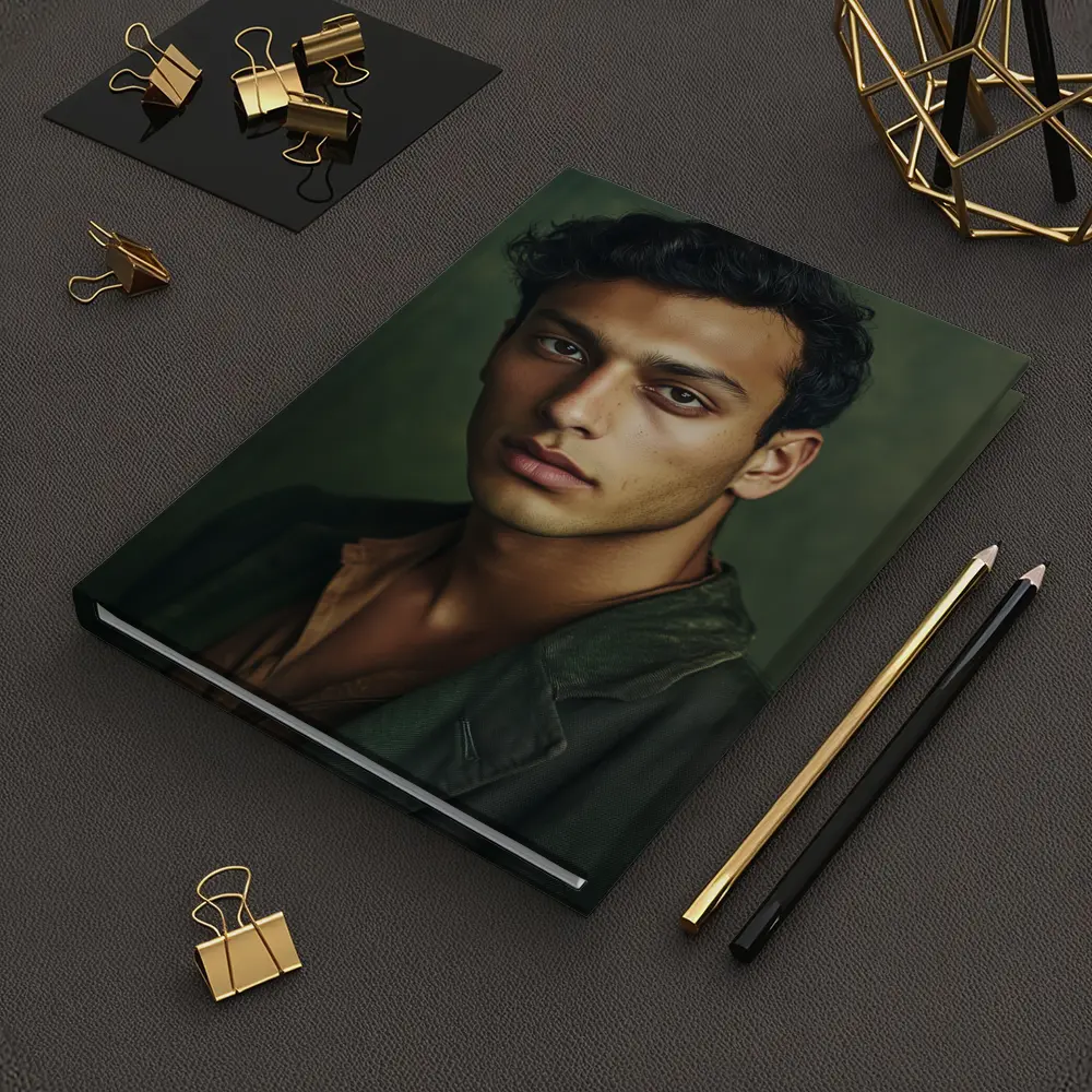 Young Man Portrait Dark Green Background – Notebooks