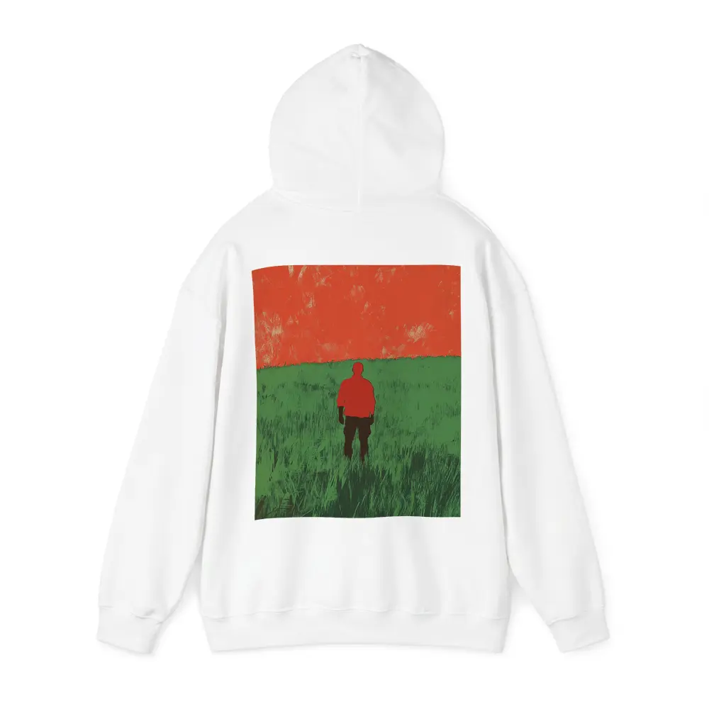 Lone Figure Standing in Green Field – Hoodies