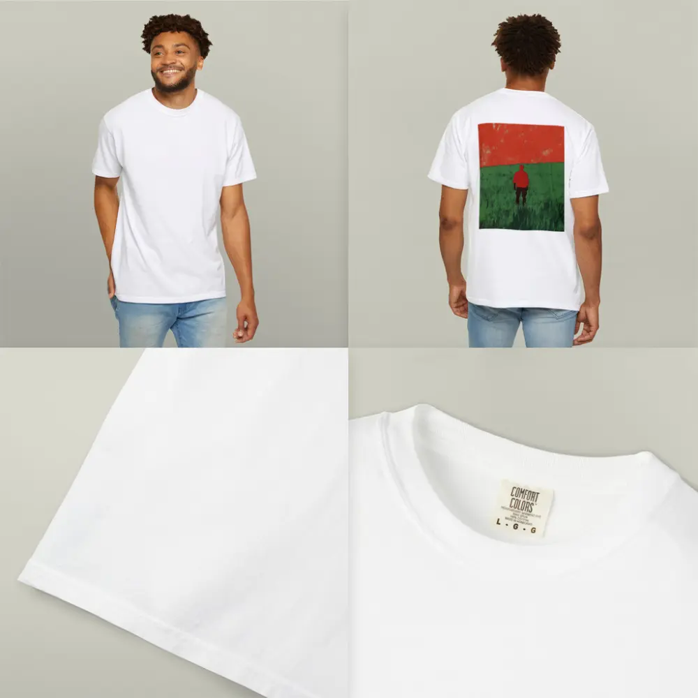 Lone Figure Standing in Green Field – T-Shirts