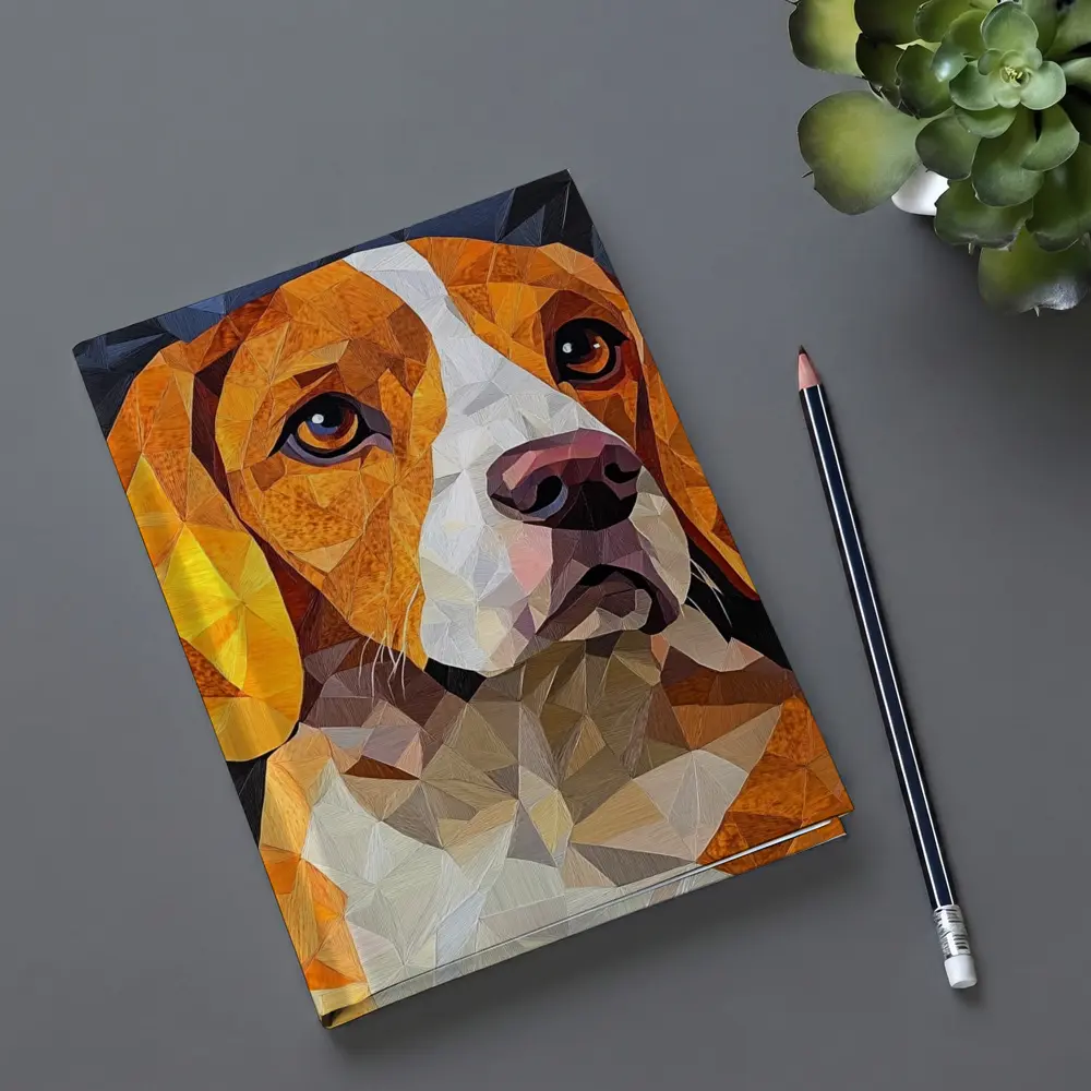 Beagle Portrait Geometric Polygon Art Dark Background – Notebooks