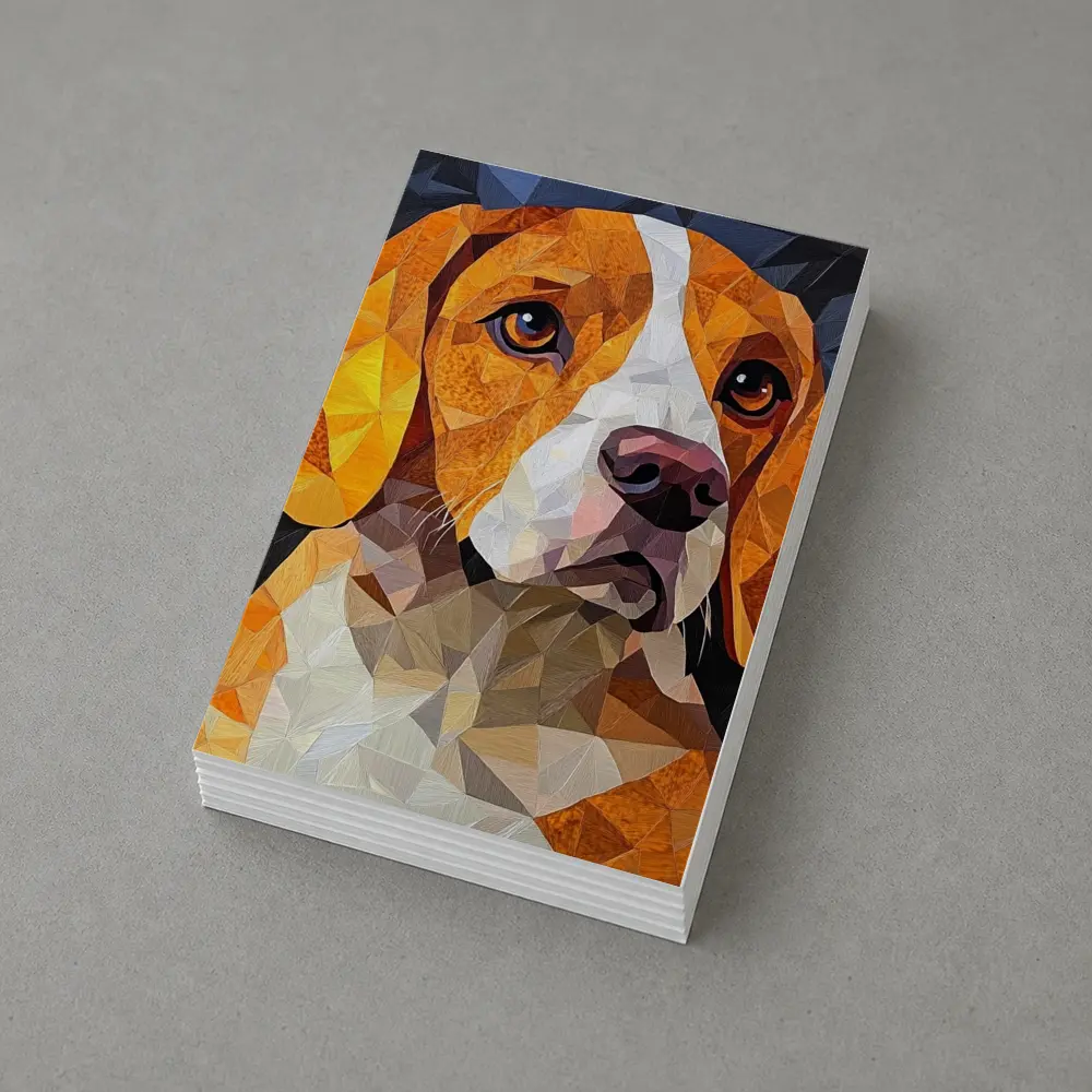 Beagle Portrait Geometric Polygon Art Dark Background – Postcards