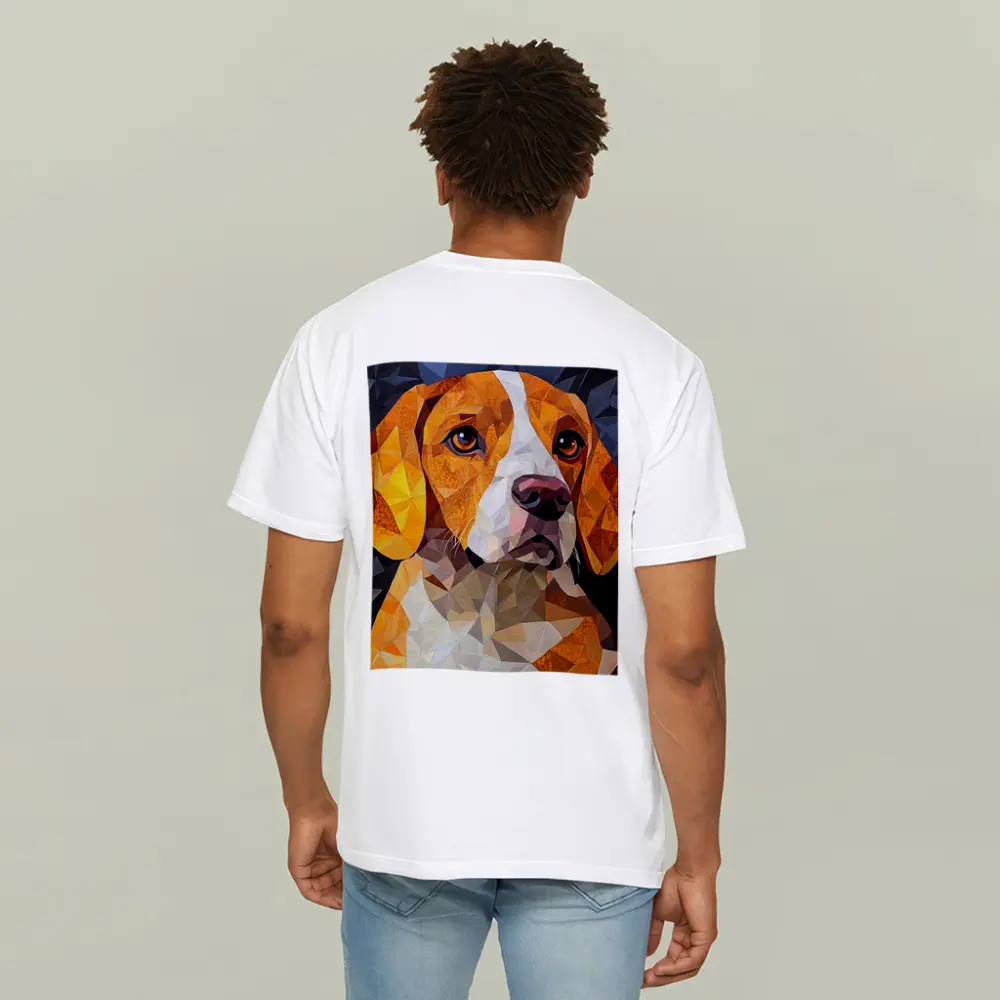 Beagle Portrait Geometric Polygon Art Dark Background – T-Shirts