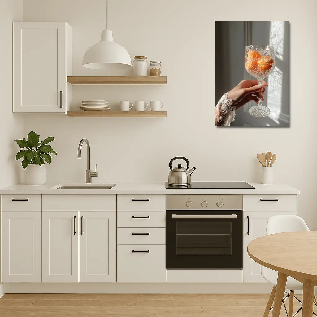 Crystal Glass Orange Flowers Soft Light – Wall Art