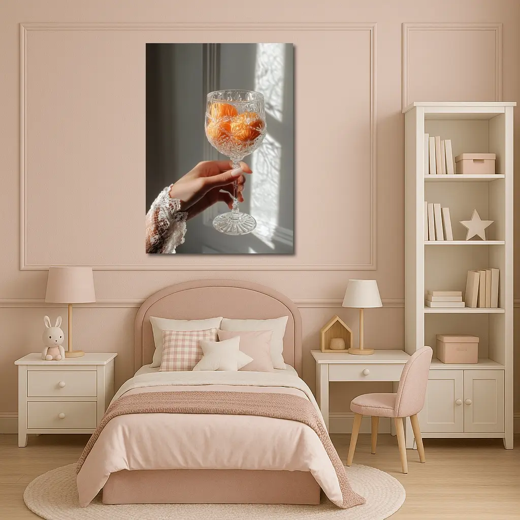 Crystal Glass Orange Flowers Soft Light – Wall Art