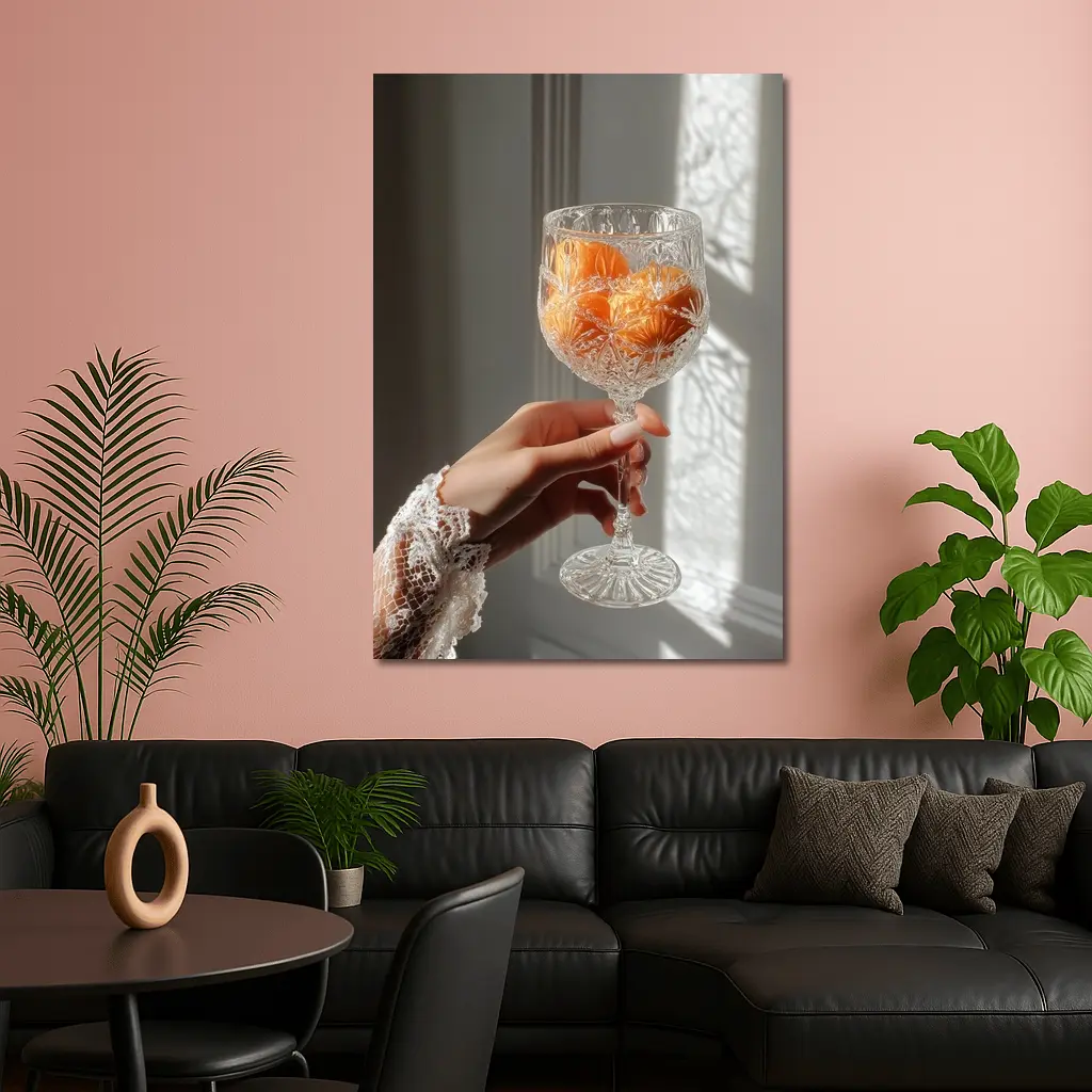 Crystal Glass Orange Flowers Soft Light – Wall Art