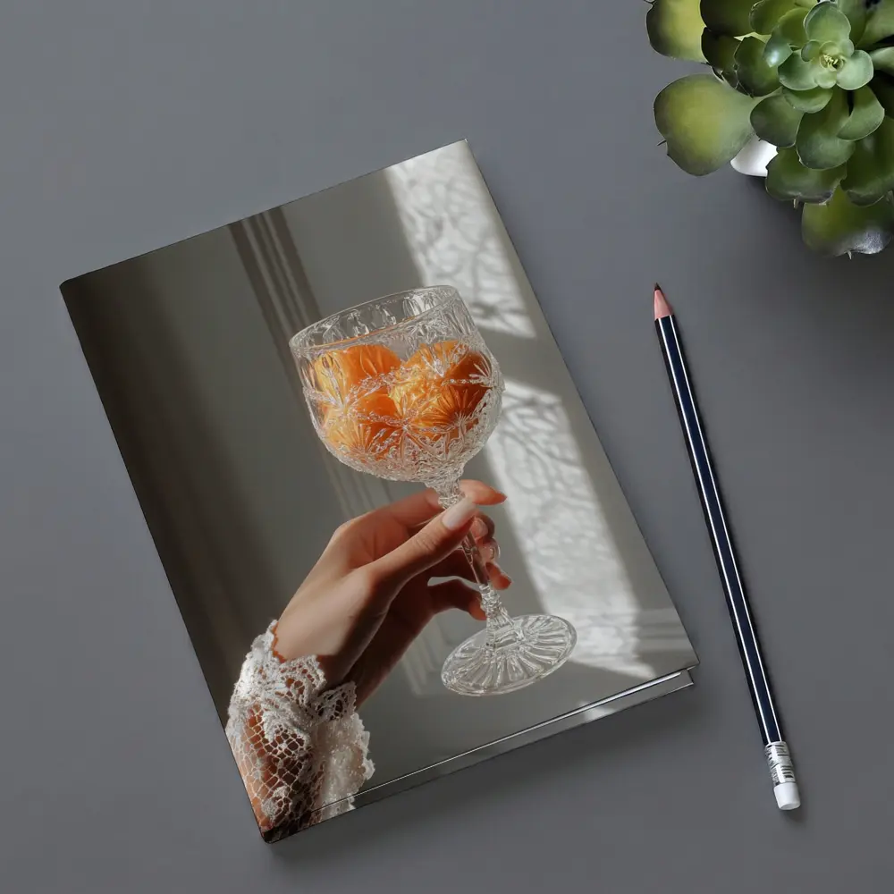 Crystal Glass Orange Flowers Soft Light – Notebooks