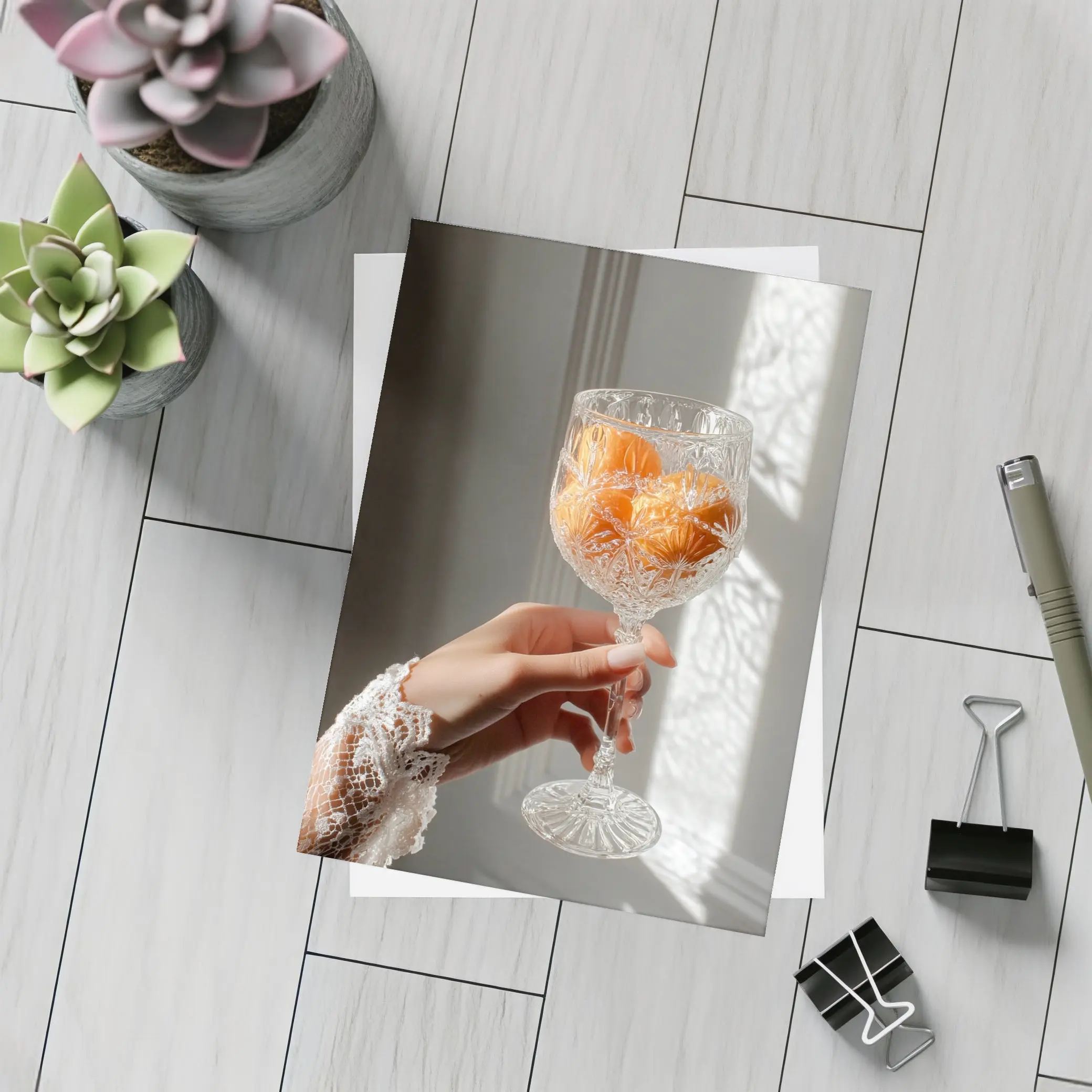 Crystal Glass Orange Flowers Soft Light – Postcards