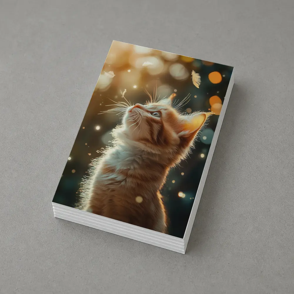Ginger Kitten Looking Up Bokeh Lights – Postcards