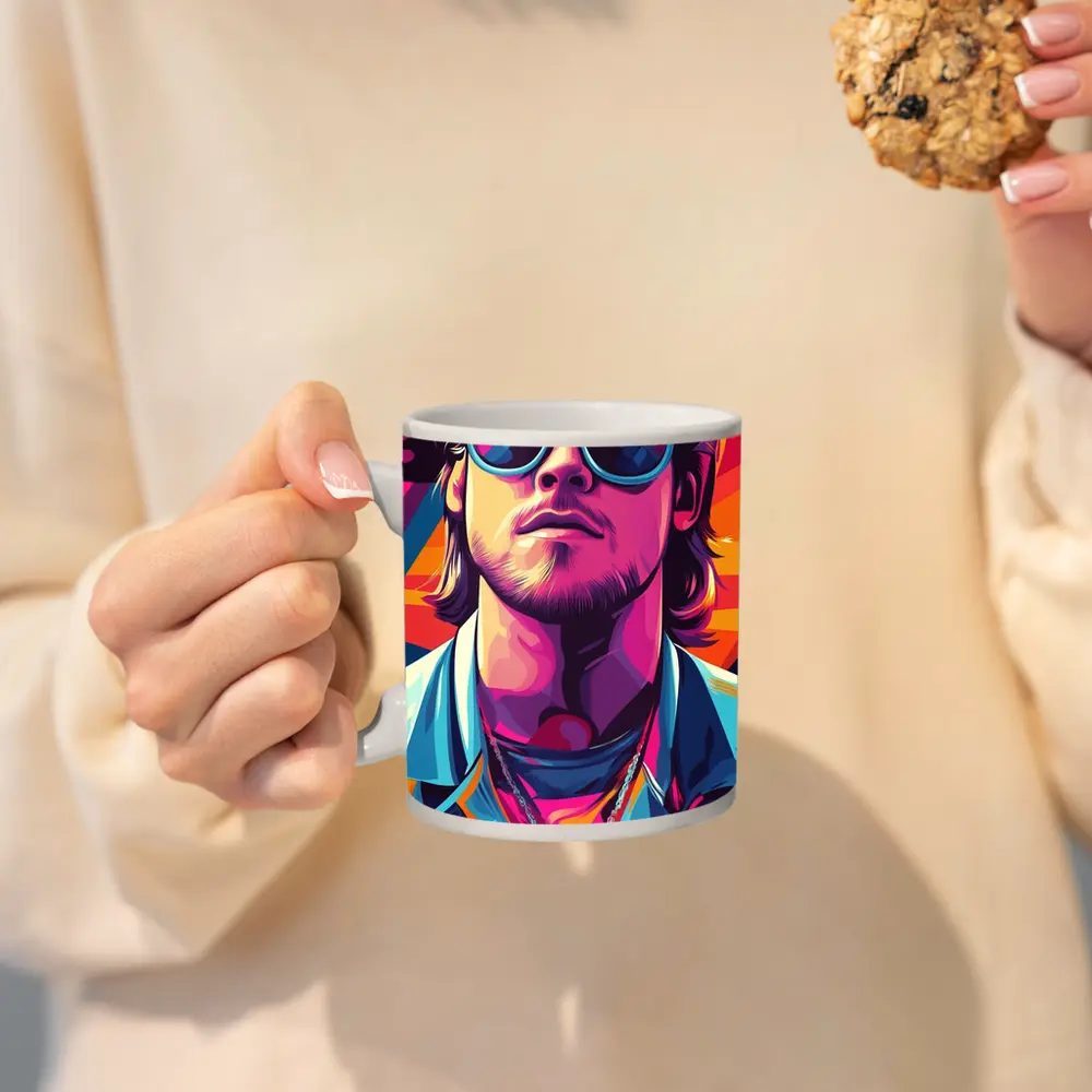 Cool Guy Sunglasses Retro Pop Art Style – Mugs