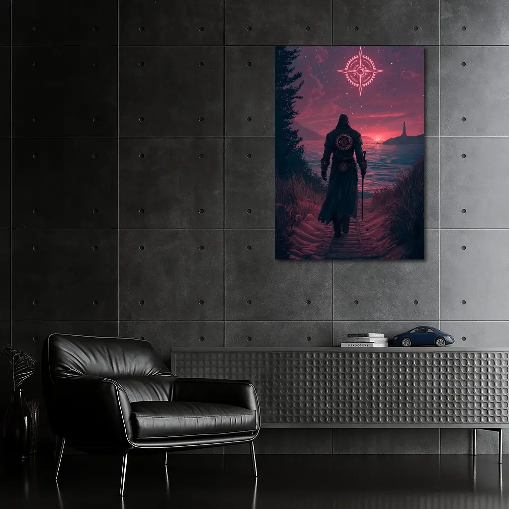 Dark Wanderer Red Sky Fantasy Art – Wall Art