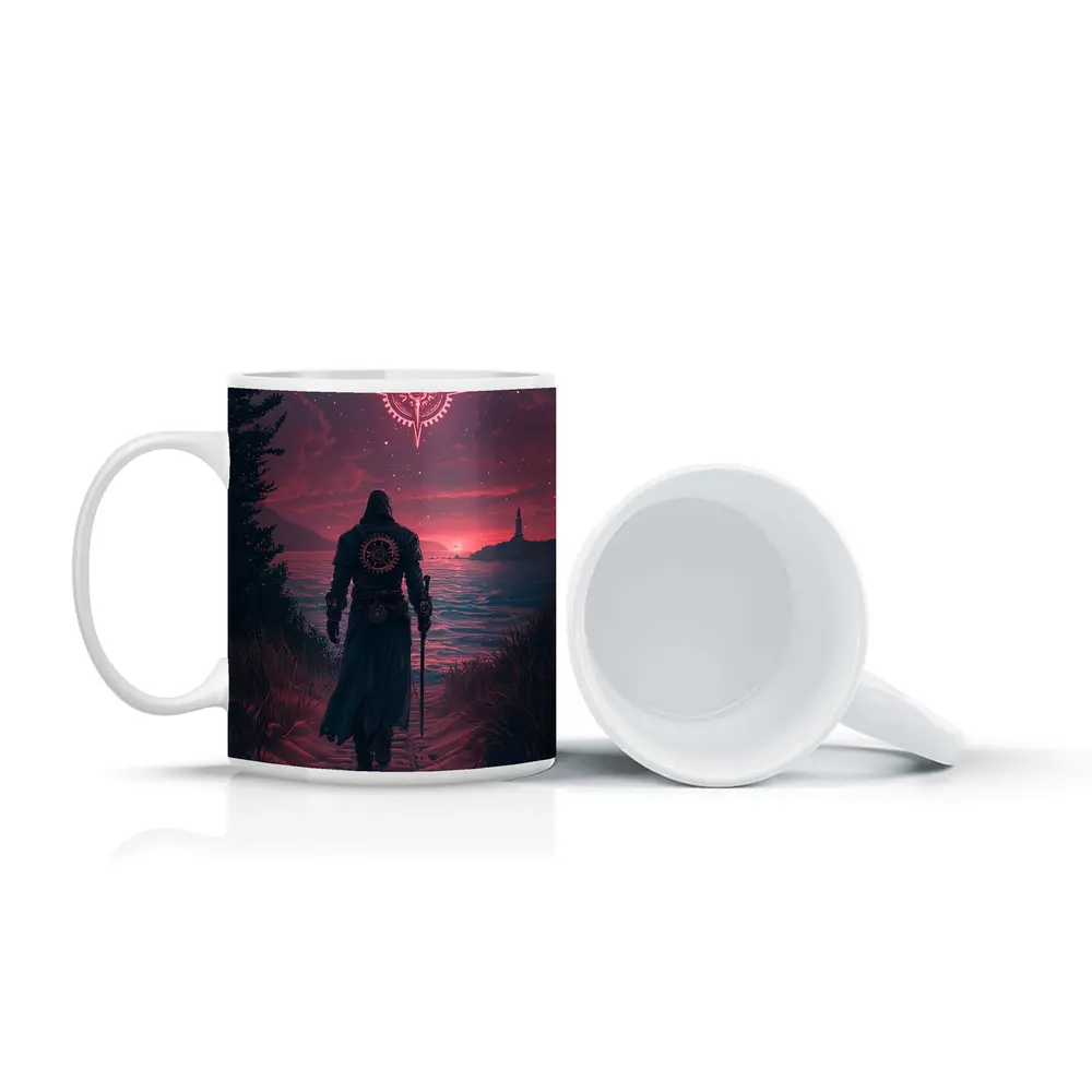 Dark Wanderer Red Sky Fantasy Art – Mugs