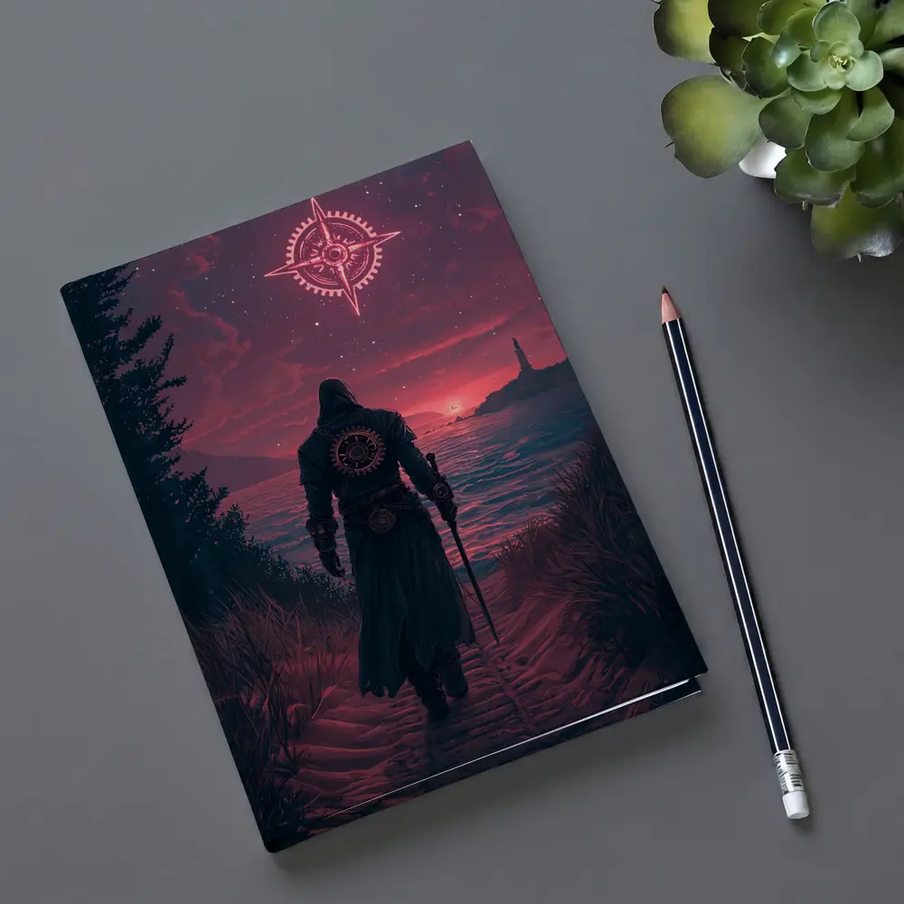 Dark Wanderer Red Sky Fantasy Art – Notebooks