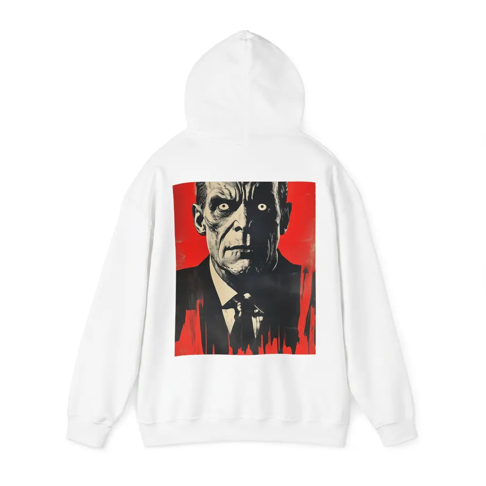 Dark Portrait Man Red Grunge Background Art – Hoodies