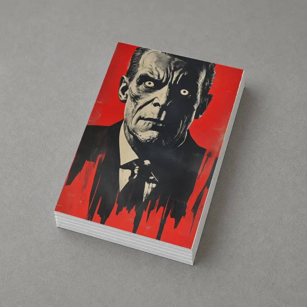 Dark Portrait Man Red Grunge Background Art – Postcards