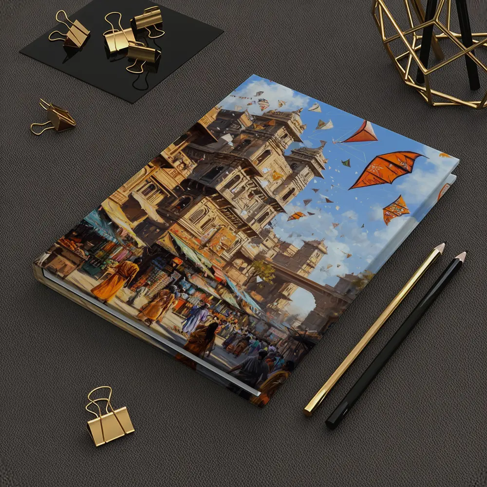 Indian City Street Kites Festival Painting – Notebooks
