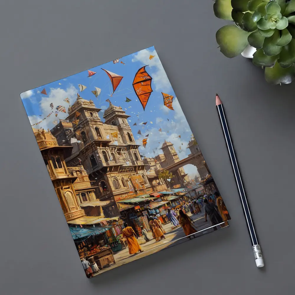 Indian City Street Kites Festival Painting – Notebooks