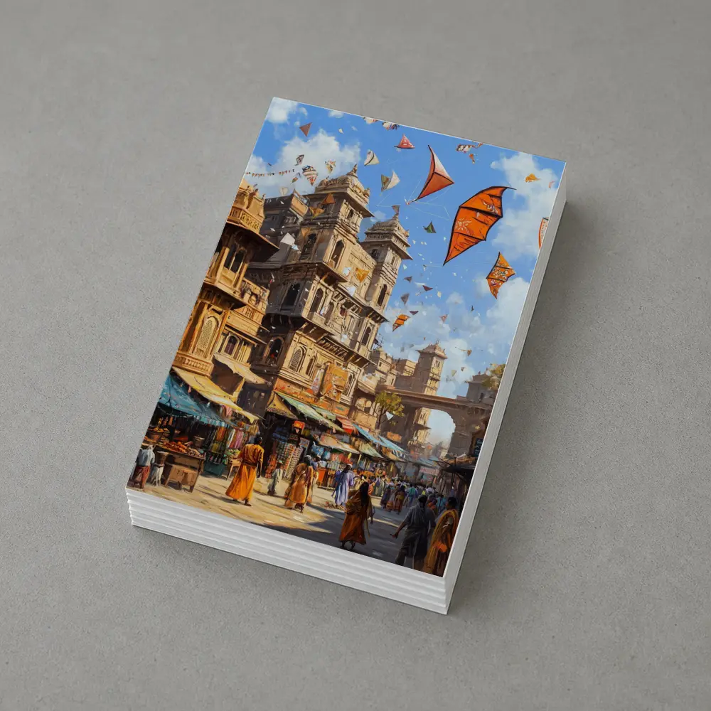 Indian City Street Kites Festival Painting – Postcards