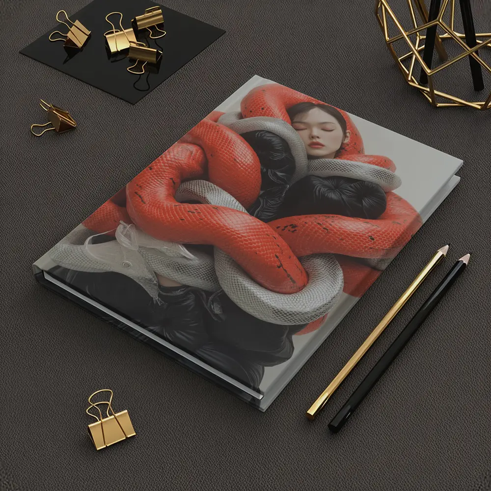 Woman Wrapped In Red Gray Snakes – Notebooks