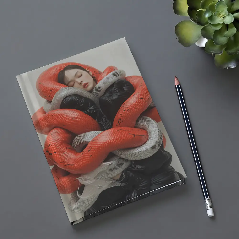 Woman Wrapped In Red Gray Snakes – Notebooks