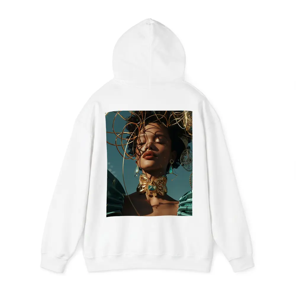 Gold Adorned Woman Teal Sky Fashion – Hoodies