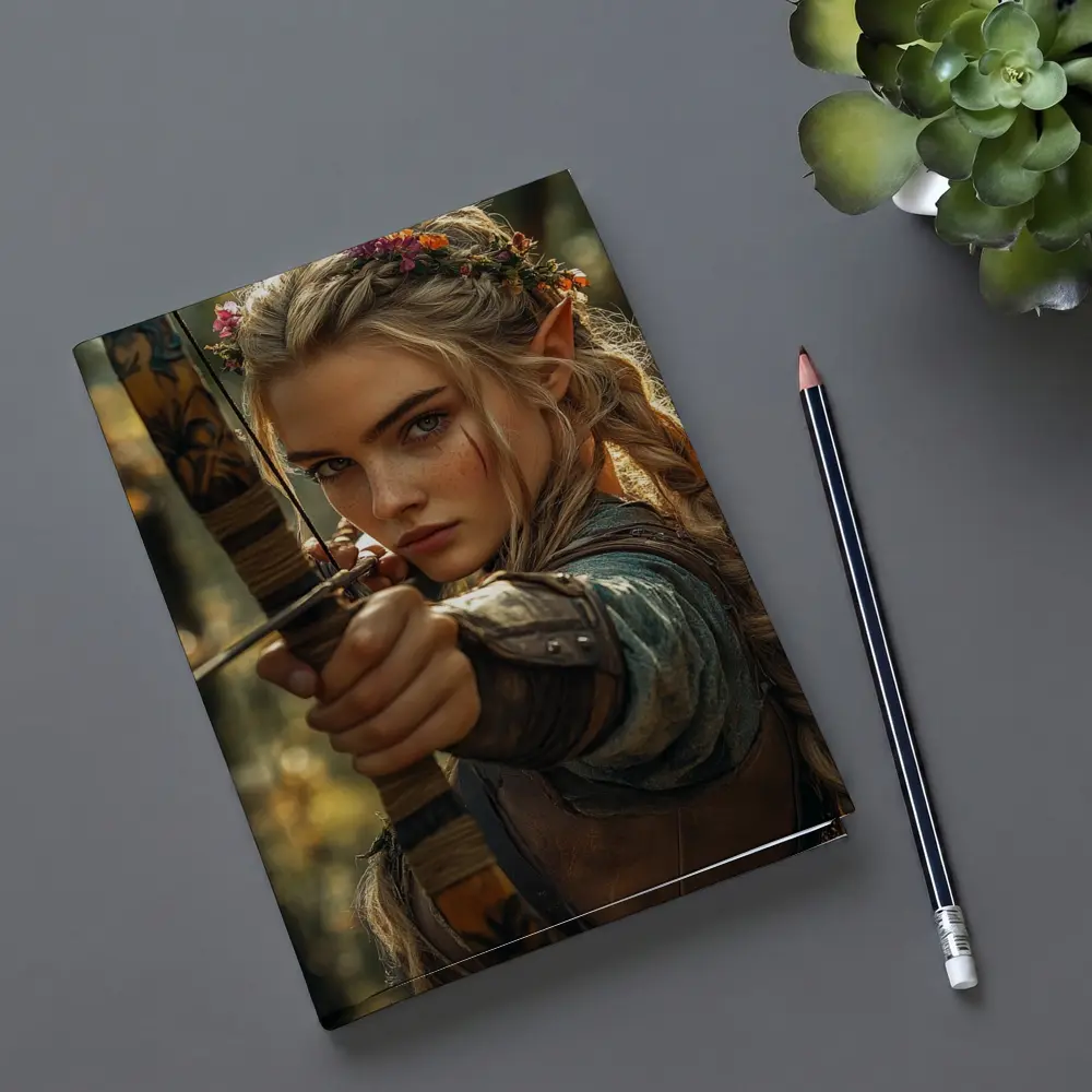 Elf Archer Woman In Fantasy Forest – Notebooks